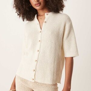 ASOS Cream Short Sleeve Cardigan